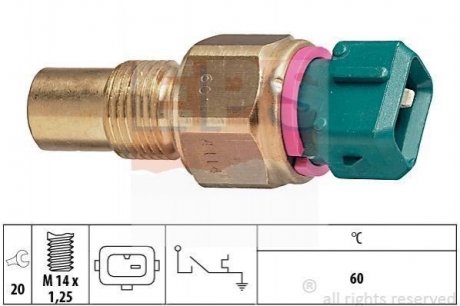 CITROEN Датчик температуры воды Berlingo,Jumper,Jumpy (зел. 60С) Peugeot 405, 306, Boxer, Citroen Jumper, Peugeot 806, 406, Citroen Jumpy, Fiat Scudo, Peugeot Expert, Suzuki Vitara, Citroen Xsara EPS 1.840.114