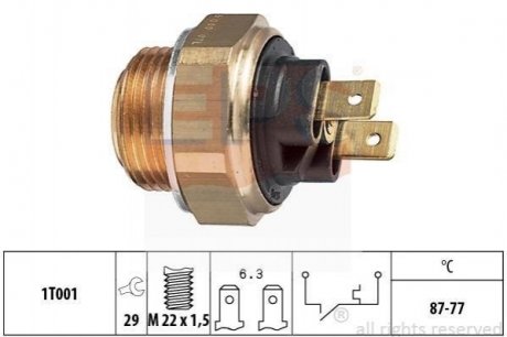 Купить RENAULT Датчик вкл. вентилятора R9,Citroen BX,Peugeot 205,309 Peugeot 604 EPS 1.850.007 (фото1) подбор по VIN коду, цена 283 грн.