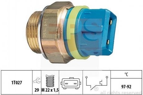 Термовимикач вентилятор Citroen Ax, Berlingo, Berlingo/Minivan, Evasion, Jumpy, Saxo, Xantia, Xsara, Xsara Picasso, Zx Fiat Scudo, Ulysse Peugeot 106 I, 106 Ii, 205 Ii, 206, 306 1.0-2.0 07.86- Peugeot 405, 306, 806, Citroen Jumpy, Fiat Scudo, Peugeot Expert, Partner, 406, 206, Citroen Xsara, Berlingo EPS 1.850.145