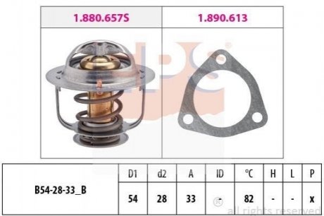 Купити Термостат 82C Ford/Nissan/Mazda EPS 1.880.637 (фото1) підбір по VIN коду, ціна 461 грн.