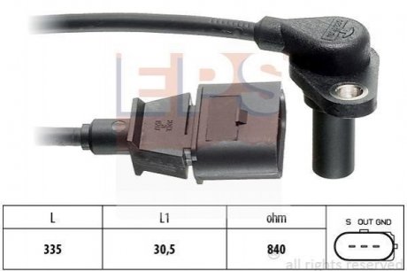 Купити Датчик положення к/вала (для АКПП) Audi A3 /Seat Leon, Toledo II /Skoda Octavia /VW Bora, Golf IV 1.6-2.3 96- Audi A3, Skoda Octavia, Volkswagen Golf, Bora, Seat Toledo, Leon EPS 1.953.220 (фото1) підбір по VIN коду, ціна 669 грн.