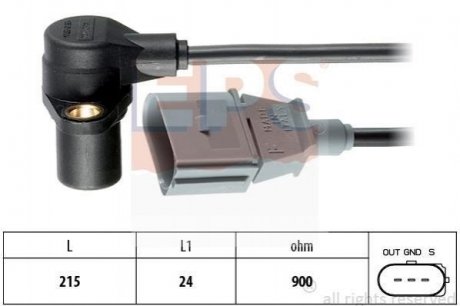 Купити Датчик коленвала Volkswagen Golf, Skoda Octavia, Volkswagen Polo, Audi A3, A1, Volkswagen Jetta, Audi TT, Volkswagen Bora, Caddy, Scirocco, Seat Cordoba EPS 1.953.241 (фото1) підбір по VIN коду, ціна 765 грн.