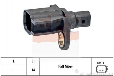 Датчик ABS зад. Ford C-max 00- Ford C-Max, Mondeo, Kuga, Galaxy, Mazda 5, Ford S-Max, Volvo C30, Mazda 3, Volvo S40, Ford Focus, Connect EPS 1.960.018