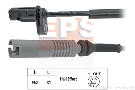 BMW Датчик ABS задн.E81,E90 05- BMW E91, E90, E82, E92, E93, E81, E88, E87 EPS 1.960.077