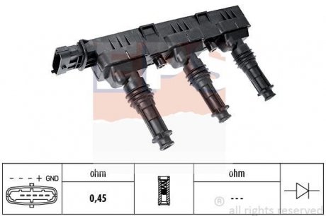 OPEL Котушка запалювання Corsa B/C/D 1.0i 93- EPS 1.970.398