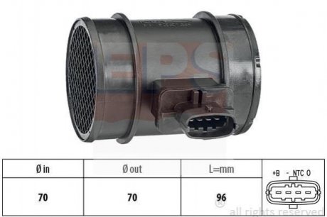 FIAT Расходомер воздуха Doblo 1,3-1,6D Multijet 10- Fiat Doblo, Panda, Alfa Romeo Giulietta, Lancia Musa, Alfa Romeo 159, Fiat Grande Punto, Lancia Delta, Alfa Romeo Mito, Brera EPS 1.991.413