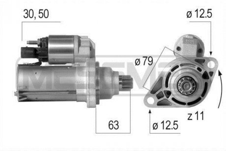 Стартер Volkswagen Passat, Golf, Audi A1, Volkswagen Jetta, CC, Scirocco, Skoda Superb, Seat Ibiza, Leon, Volkswagen Polo, Skoda Yeti ERA 220598