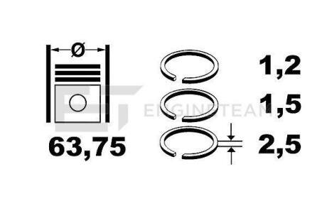 Комплект кілець на поршень Smart Fortwo ET ENGINETEAM r1000625