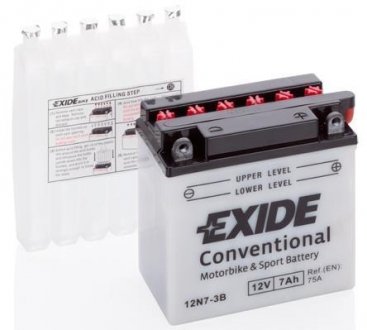 Акумуляторна батарея 7Ah/75A (135x75x133/+R/B0) (Conventional) (мото) (заряджання)) EXIDE 12N7-3B