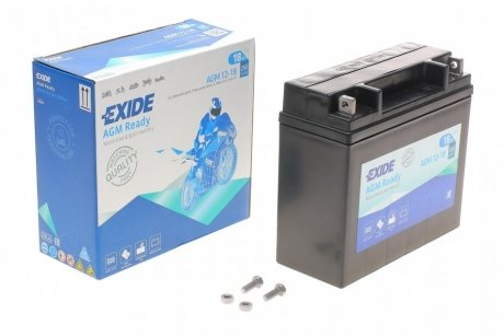 Аккумуляторная батарея 18Ah/250A (181x77x167/+R/B0) (AGM) (мото) EXIDE agm12-18