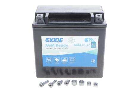 Акумуляторна батарея 12Ah/200A (150x87x145/+L/B0) (AGM) (мото)(пошкоджена клема) EXIDE dsc_agm12-12