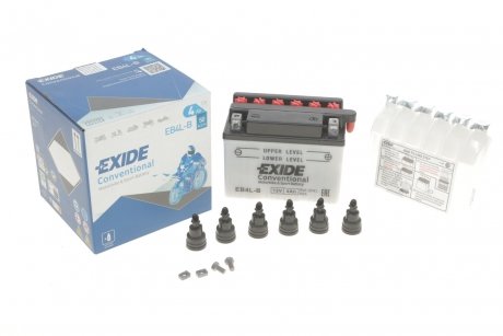 Акумуляторна батарея 4Ah/50A (120x70x92/+R/B0) (мото) (сухозаряджений) EXIDE eb4l-b