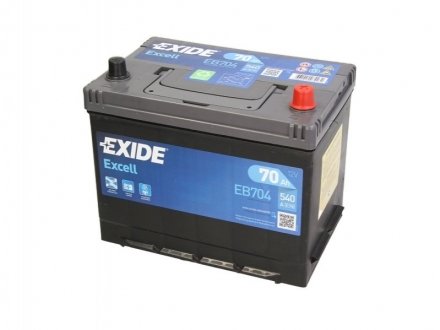 Акумуляторна батарея 70Ah/540A (270x173x222/+R/B9) Excell Азія EXIDE eb704