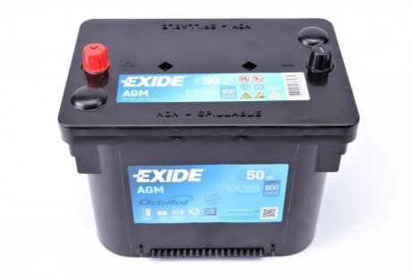Аккумуляторная батарея 50Ah/800A (260x173x206/+L/B7) (Start-Stop AGM) EXIDE ek508