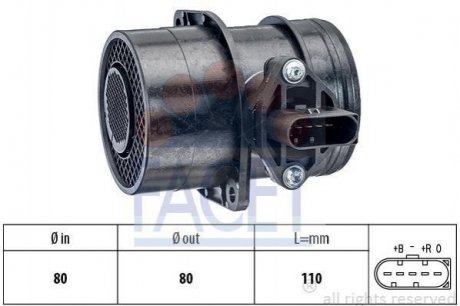 Купить Расходомер воздуха Caddy 2.0TDI 07-10/LT 2.8TDI/T5 2.5TDI 03- Volkswagen Passat, Skoda Octavia, Volkswagen LT, Sharan, Transporter, Mitsubishi Outlander, Audi A3, Volkswagen Golf, Bora, Audi A4, Seat Leon FACET 10.1191 (фото1) подбор по VIN коду, цена 2370 грн.