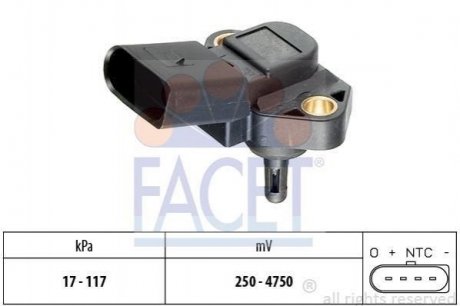 Датчик давления наддува VW Caddy II 1.4 (95-04) Mazda 3, 6 FACET 10.3071