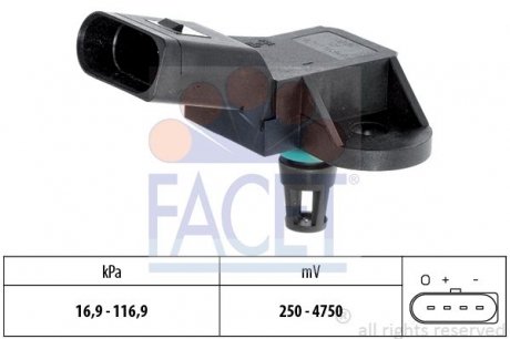 Датчик абсолютного тиску - MAP Sensor Audi A4, 100, A6, A8, A5, Allroad, Volkswagen Passat, Audi Q7, Q3 FACET 10.3226