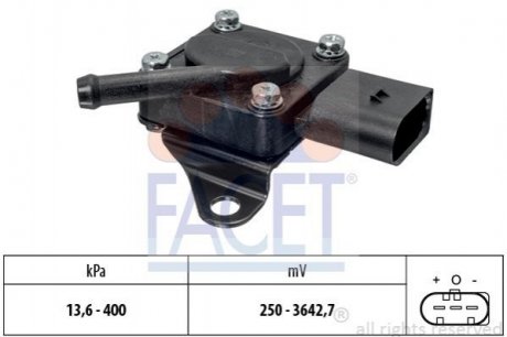 Датчик тиску наддуву BMW 1(E87)/3(E90)/5(F10)/X3(E83) 2.0/3.0D 07-13 BMW X5, X6, E91, F01, F04, E90, X3, F07, F10, F11, E82, E93 FACET 10.3319