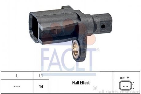 Датчик ABS CONNECT/FOCUS/KUGA 10- зад Л/Пр Ford C-Max, Mondeo, Kuga, Galaxy, Mazda 5, Ford S-Max, Volvo C30, C70, Mazda 3, Volvo S40, V50 FACET 21.0018
