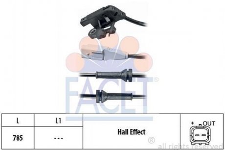 Датчик ABS задний Citroen C4 / Peugeot 307 00- Peugeot 307, Citroen C4 FACET 21.0031