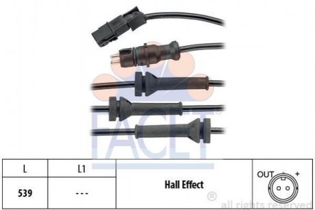 Датчик ABS MEGANE II, SCENIC II, GRAND SCENIC II 1.4-2.0 02-05 передн Л/Пр Renault Laguna, Espace, Megane, Scenic, Grand Scenic FACET 21.0054