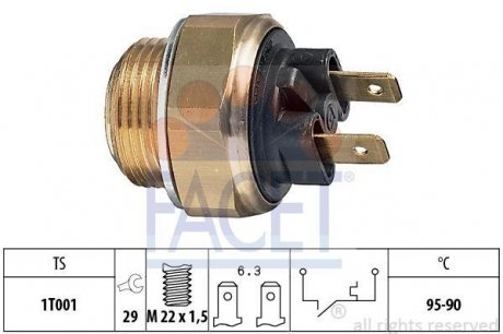 Датчик включення вентилятора Opel Kadett, Ascona, Rekord, Skoda Favorit, Felicia, Volkswagen Caddy FACET 7.5020