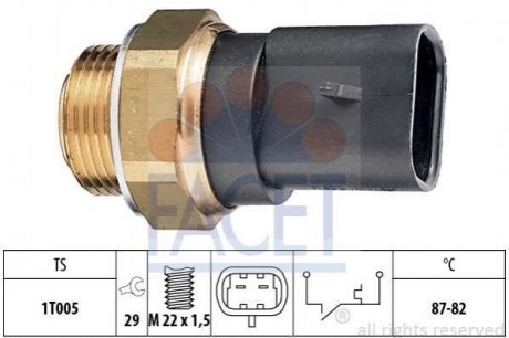 Датчик включения вентилятора Opel Astra F/Vectra A 1.4-2.0i 88-05 Opel Vectra, Astra, Peugeot Boxer, Fiat Ducato, Citroen Jumper FACET 7.5102