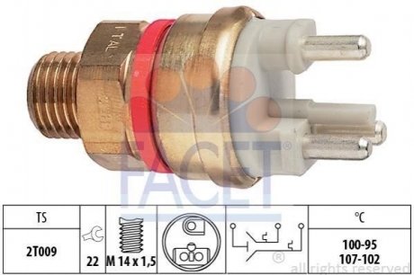 Датчик включения вентилятора Mercedes Benz W124/201 M102/OM601 82-> Mercedes W124, S124, C124, C207, C238 FACET 7.5637