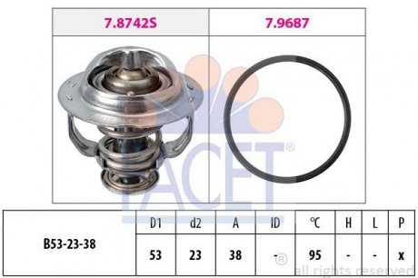 Термостат Skoda Superb, Audi TT, Skoda Octavia, Audi A6, Skoda Yeti, Volkswagen Jetta, Tiguan, Audi A3, Volkswagen EOS, Passat, Seat Altea FACET 7.8742