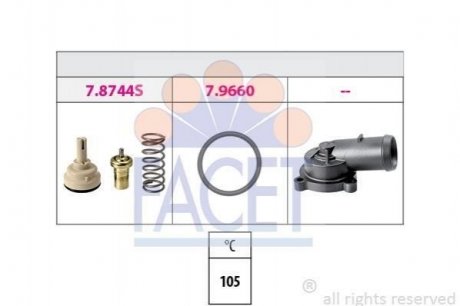 Термостат Volkswagen Passat, Golf, Audi A3, A1, Volkswagen Jetta, Skoda Octavia, Seat Altea, Leon, Volkswagen Scirocco, Skoda Superb, Volkswagen EOS FACET 7.8744K