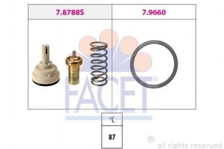 Термостат Volkswagen Polo, Seat Ibiza, Skoda Roomster, Seat Cordoba, Skoda Fabia, Volkswagen Jetta, Seat Toledo, Skoda Rapid FACET 7.8788