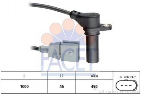 Датчик коленвала Audi A6/ Skoda Superb/ VW Passat 1.9/2.0 TDI 98-09 Volkswagen Passat, Audi A4, A6, Skoda Superb FACET 9.0218