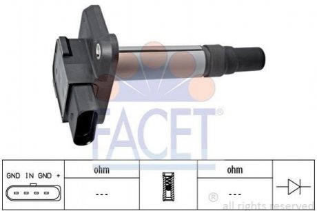 Катушка зажигания Audi A8, A3, Volkswagen Golf, Audi A6, Volkswagen Sharan, Audi TT, Skoda Octavia, Seat Ibiza, Cordoba, Leon, Toledo FACET 9.6345