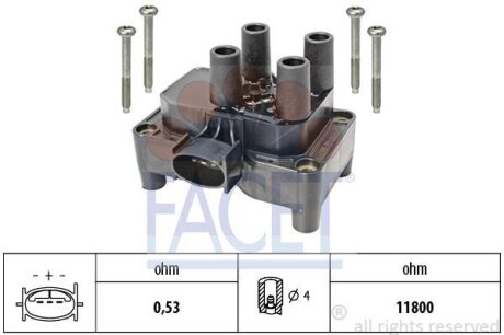 Котушка запалювання Ford Focus, Fiesta, Mondeo, Transit Connect (95-13) 1.3i-2.0i 16V Ford Galaxy, Fiesta, Escort, KA, Mondeo, Focus, Transit, Fusion, Connect, Mazda 2, Volvo S40 FACET 96432