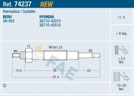 СВІЧКА РОЗЖАРЮВАННЯ FAE 74237