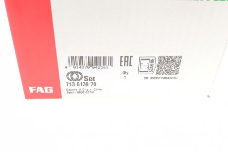 Купить Подшипник ступицы (комплект) Nissan Primera FAG 713 6139 70 (фото1) подбор по VIN коду, цена 2440 грн.