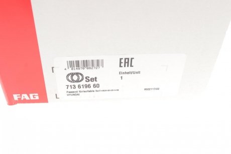Подшипник ступицы (комплект) Hyundai Sonata FAG 713 6196 60