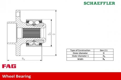 Підшипник маточини (передньої) Ford Focus II 05- (+ABS) Volvo C30, S40, V50, C70 FAG 713 6787 90