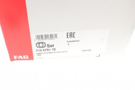 Купить Подшипник ступицы (комплект) Ford Kuga FAG 713 6791 70 (фото1) подбор по VIN коду, цена 4512 грн.