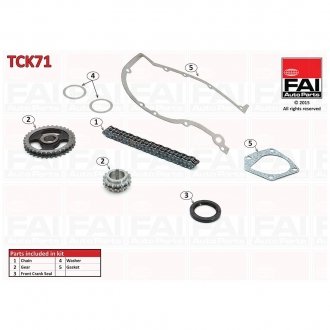 SKODA К-кт цепи ГРМ (цепь+ 2 шестерни+2 прокладки+сальники) Fabia 1.0 99- FAI tck71