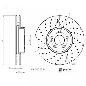 FEBI DB диск гальм. передній (342мм))) W205/W213 FEBI BILSTEIN 175162