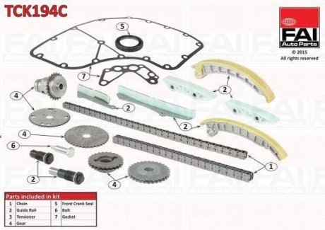 Комплект цепи ГРМ (полный-верхний+нижний TCK194NG+TCK195NG)) ГРМ CITROEN JUMPER 3.0HDi 06- FIAT DUCATO 3.0HDi 10- IVECO DAILY III 04-06 Fischer Automotive One (FA1) tck194c