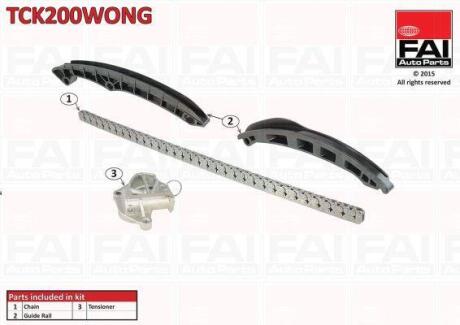 FAI SEAT К-кт ланцюга ГPМ ланцюг+ 2 шт. направляючi+ натягувач Ibiza 1.2 06-Skoda Fabia 1.2 Fischer Automotive One (FA1) tck200wong