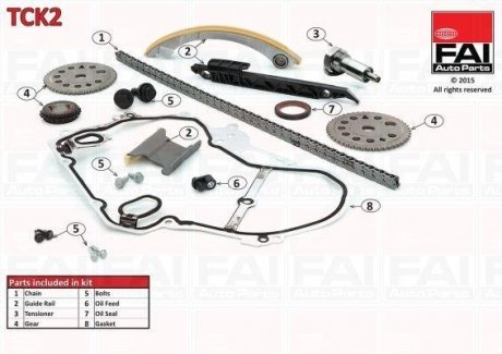 Р-кт ланцюга привода р/вала (з ущільненнями) Opel Astra G/Vectra B/C 2.2 16V/2.2Dti Fischer Automotive One (FA1) tck2