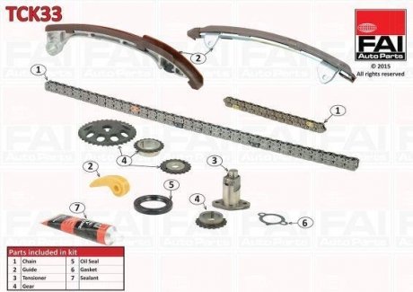 Комплект ланцюга ГРМ(з шестернями TOYOTA RAV 4 2.0/2.4 00-, CAMRY 2.4/3.0 01- Fischer Automotive One (FA1) tck33