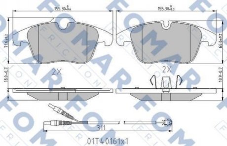 Купить Колодки тормозные дисковые Peugeot 508, Citroen C5, Peugeot 407 FOMAR fo 338481 (фото1) подбор по VIN коду, цена 1135 грн.