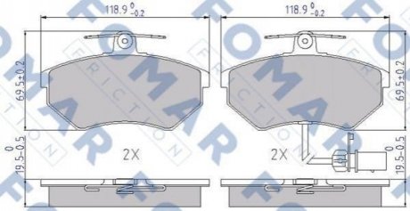 Купити Колодки гальмівні дискові Volkswagen Passat, Audi A4, Volkswagen Bora FOMAR fo 689281 (фото1) підбір по VIN коду, ціна 904 грн.