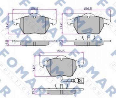 Купить Колодки тормозные дисковые Volkswagen Golf, Passat, Audi A3, Skoda Octavia, Audi TT, Seat Toledo, Volkswagen Bora, Seat Leon, Ibiza FOMAR fo 692581 (фото1) подбор по VIN коду, цена 1067 грн.