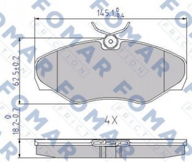 Купить Колодки тормозные дисковые Renault Trafic, Opel Vivaro, Renault Espace, Nissan Primastar FOMAR fo 692681 (фото1) подбор по VIN коду, цена 1129 грн.