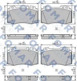 Купить Колодки тормозные дисковые Mercedes S203, W220, S211, W211, C215, W203, CLK-Class, CLS-Class FOMAR fo 694181 (фото1) подбор по VIN коду, цена 1137 грн.